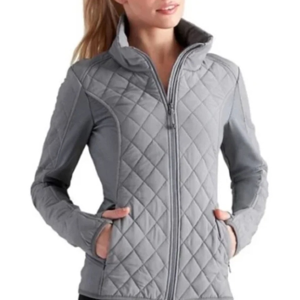 Athleta Upside Performance Jacket Quilted Full Zip Insulated SZ XXS Grey